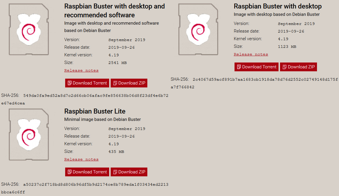 Figure 22: Raspbian image download page
