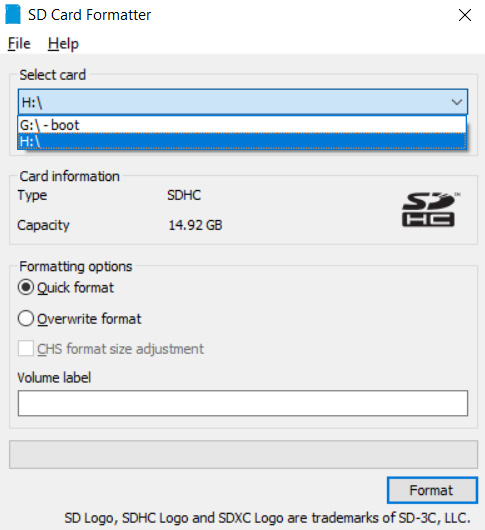 Figure 13.1 – The SD card formatter
