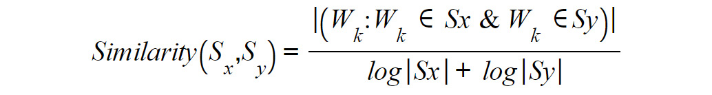 Figure 7.4: Formula for similarity between two sentences
