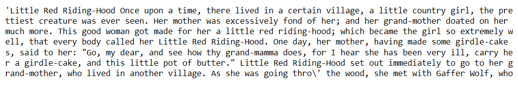 Figure 7.13: Tales from the Perrault version of Little Red Riding Hood

