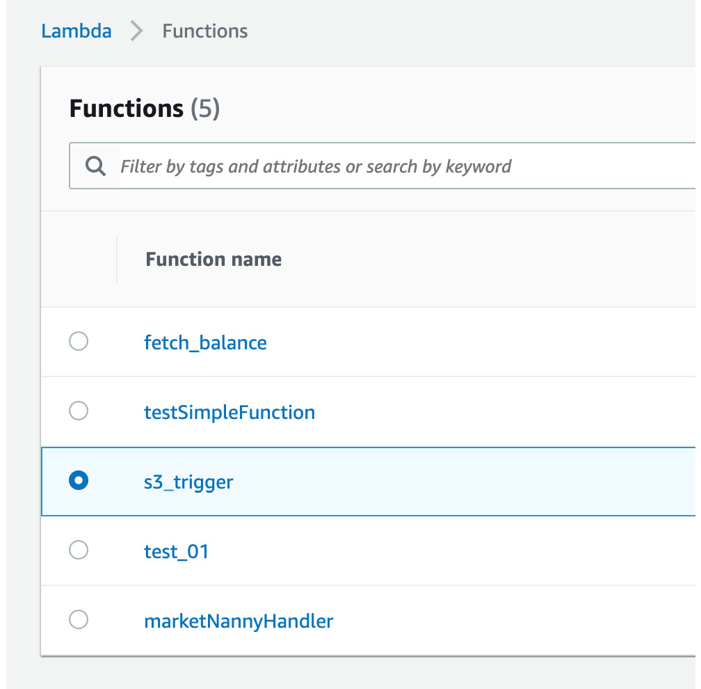 Figure 2.37: Selecting the lambda function to work on
