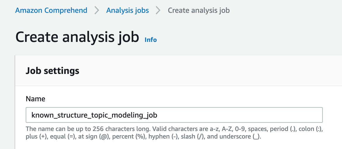 Figure 3.23: Name of the Topic Modeling job
