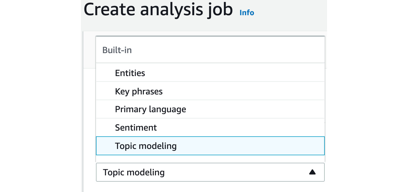 Figure 3.59: Choosing the Topic Modeling analysis type
