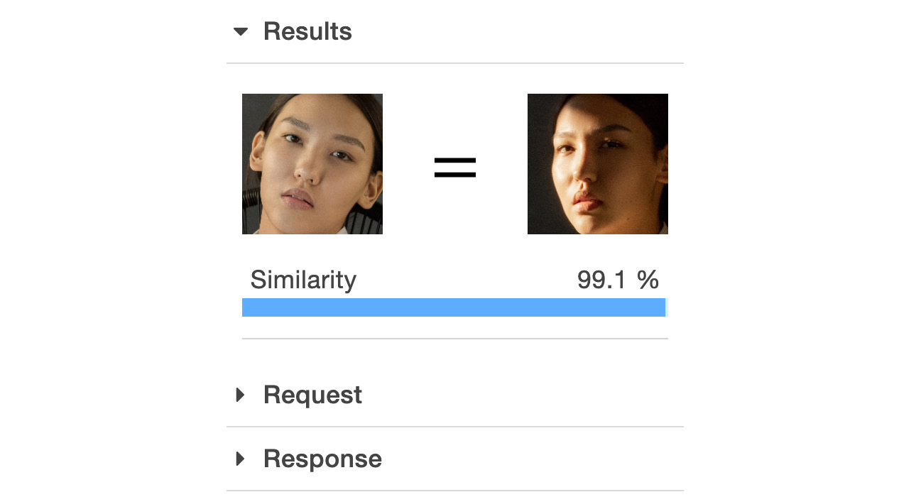 Figure 6.57: Results for the first images provided for face comparison
