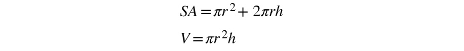 Figure 10.27: Formula to calculate the volume of a cylinder
