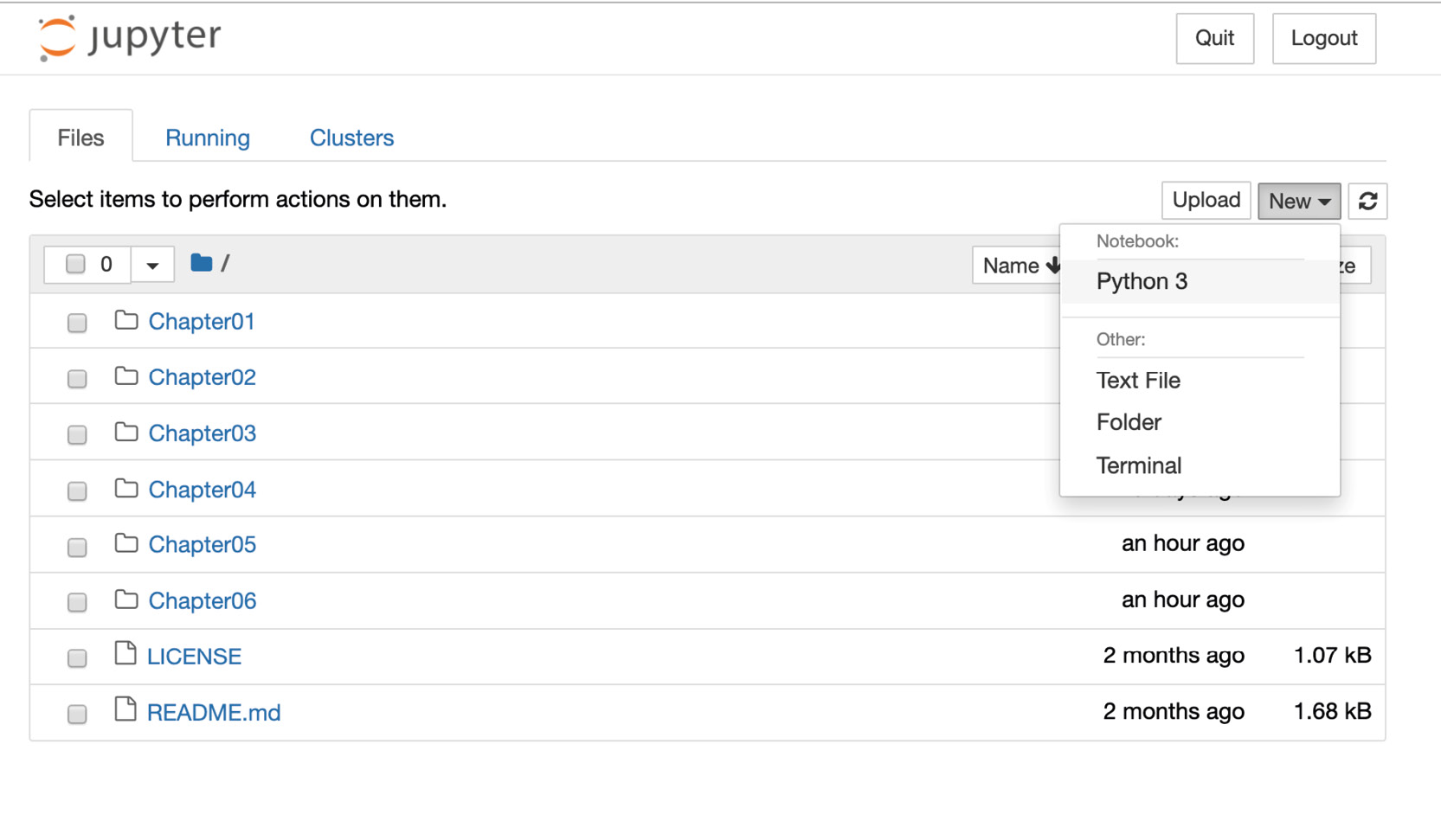 Figure 0.2: Jupyter server interface
