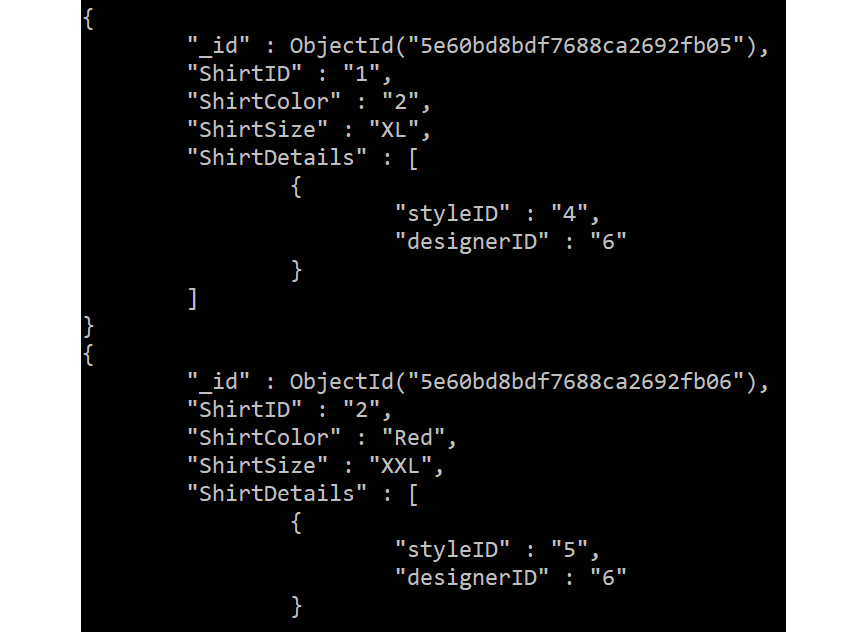 Figure 5.40: Aggregate query on the Sales collection
