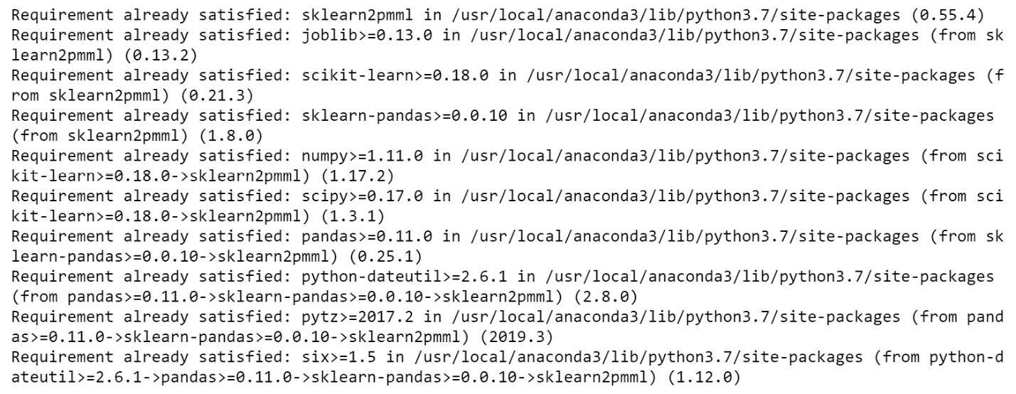 Figure 12.31: sklearn2pmml already installed
