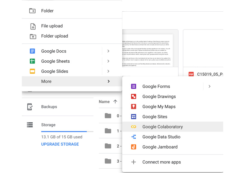 Figure 0.4: Option to open Colab notebook from Google Drive
