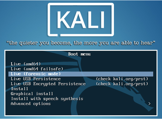 Figure 1.6 – The Kali Linux Boot menu
