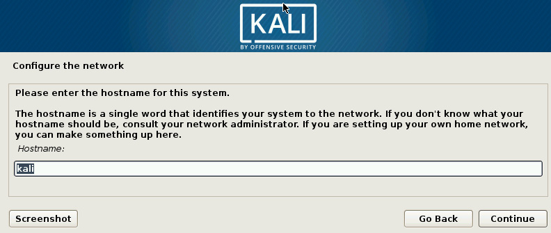 Figure 2.17 – Kali Linux Hostname details 
