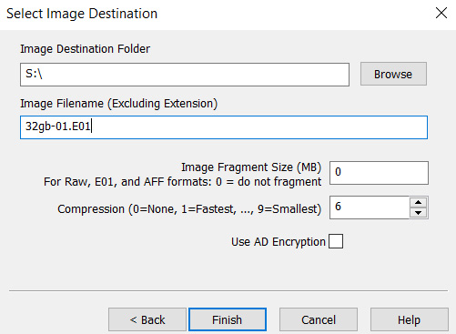 Figure 5.54 – Image destination folder and filename details
