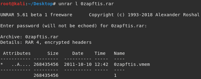 Figure 7.2 – Using the unrar command to extract the sample file
