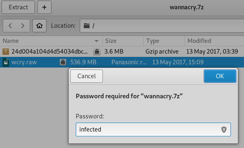 Figure 8.13 – Screenshot of the password to extract the sample file
