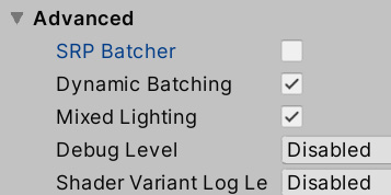 Figure 19.7 – Disabling SRP Batcher
