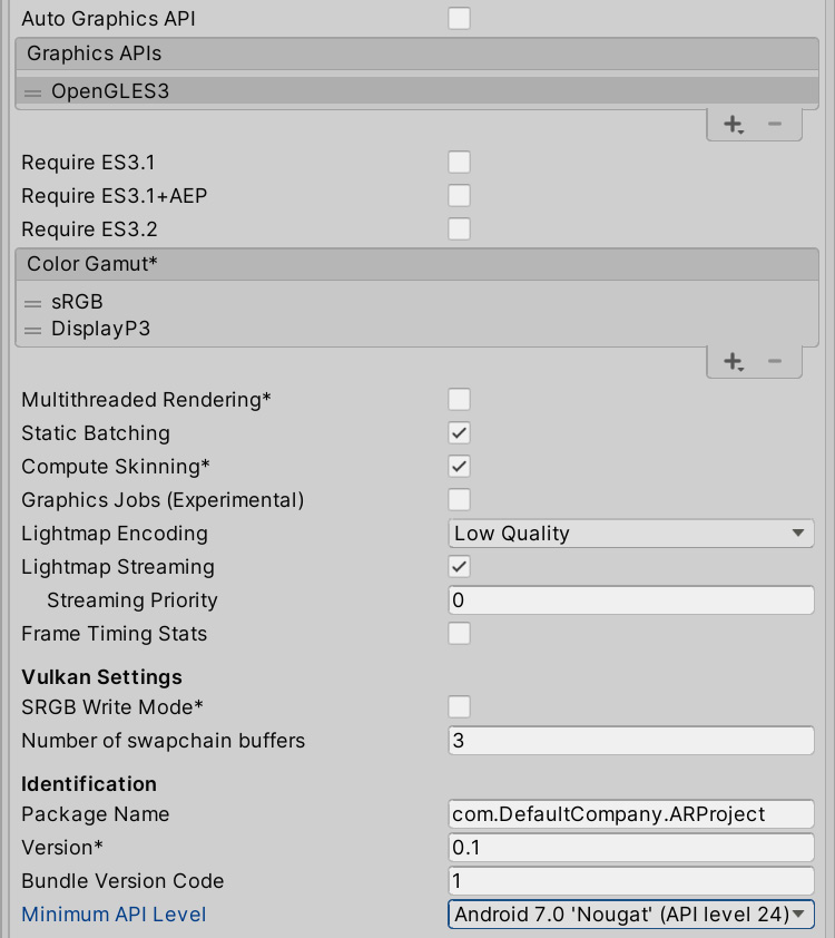 Figure 22.24 – AR Core settings
