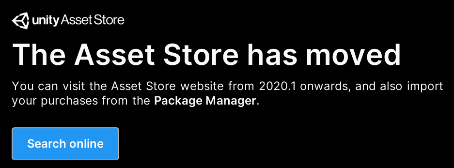Figure 5.5 – Asset Store moved message
