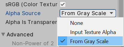 Figure 6.7 – Generate Alpha from Grayscale Texture setting
