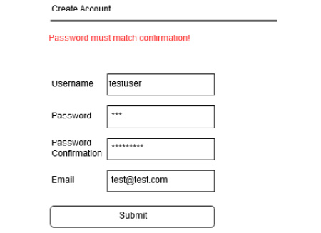 Figure 2.3: Error message while validating the password field
