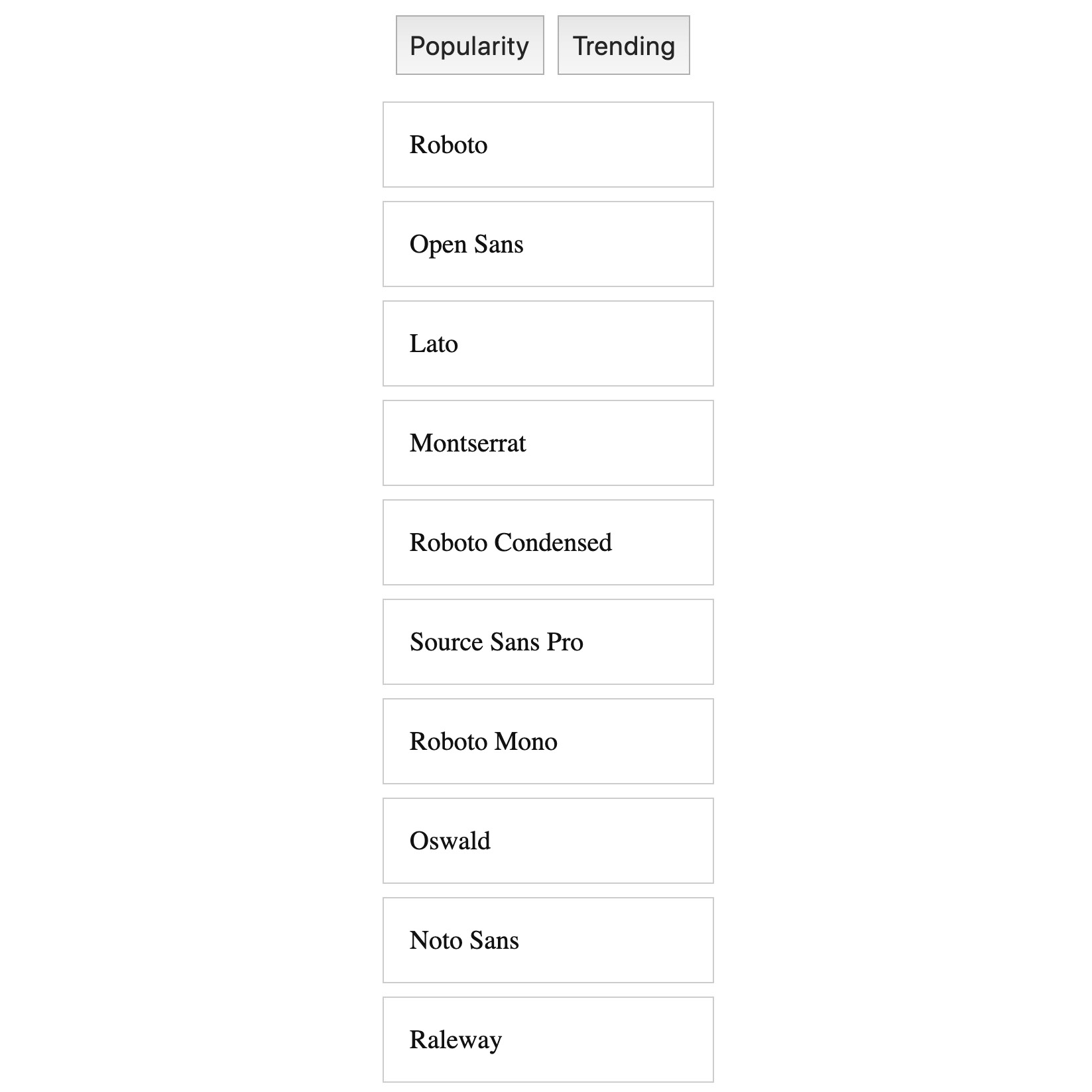 Figure 16.6: The output of sorting buttons
