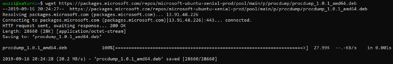 Figure 5: Downloading procdump for Linux
