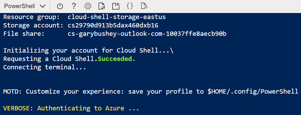 Figure 2.5 – Cloud Shell setup
