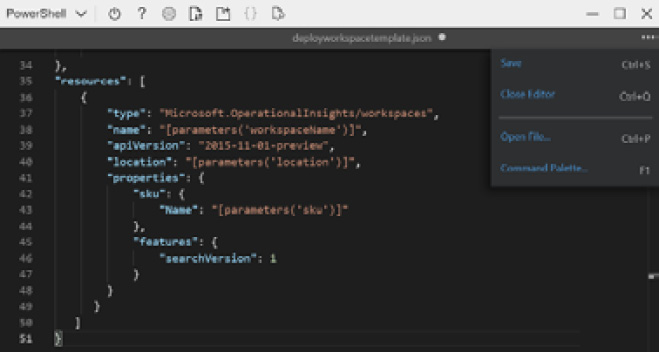 Figure 2.6 – PowerShell deployment using a JSON template
