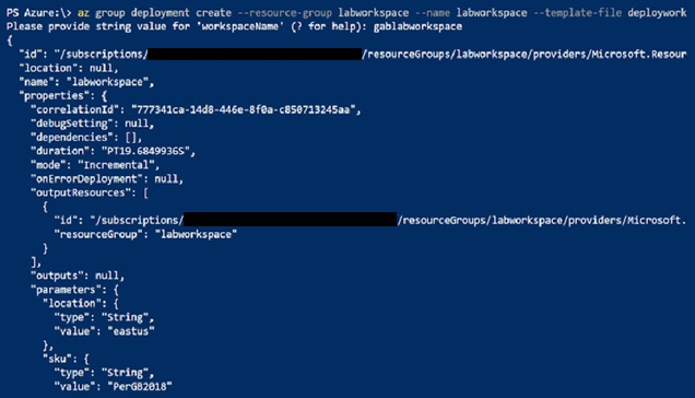 Figure 2.8 – Running az group deployment in CLI
