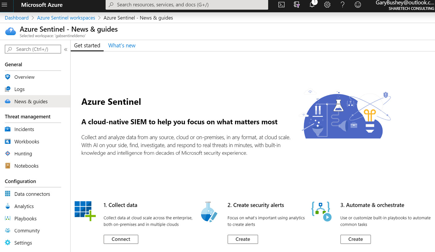 Figure 2.13 – Azure Sentinel News & guides page
