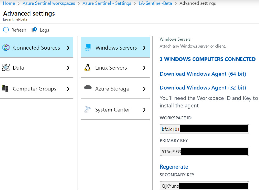 Figure 2.19 – Azure Sentinel Advanced Settings – Connected Sources
