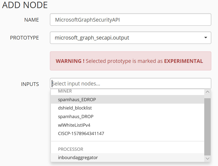 Figure 4.17 – Configuring a new node
