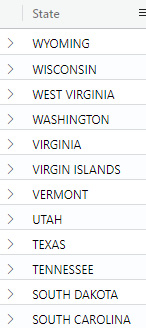 Figure 5.13 – The sort command showing states listed in descending alphabetical order
