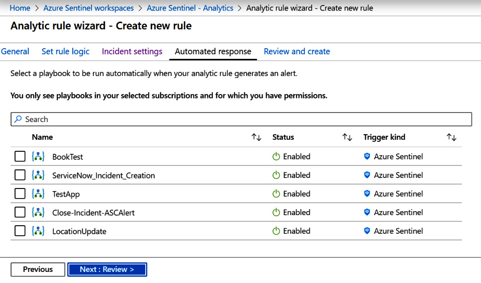 Figure 7.16 – Create rule – Automated response