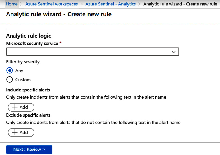 Figure 7.21 – Create Microsoft incident rule continued