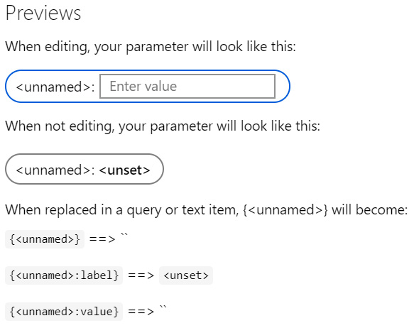 Figure  8.34 – New Parameter screen Previews section
