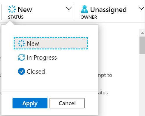 Figure 9.8 – Status options
