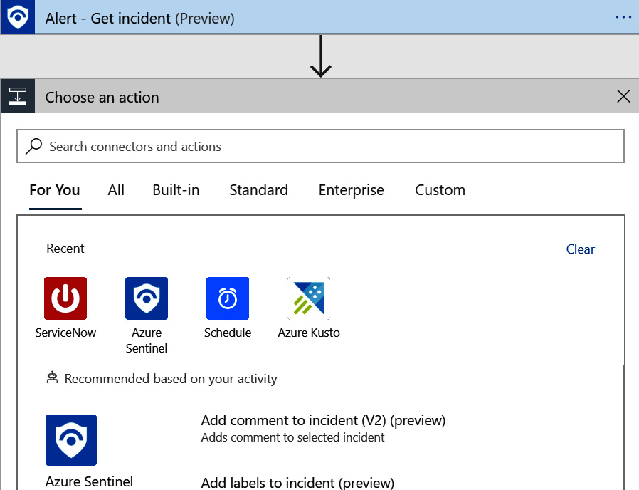 Figure 12.8 – Choose an action