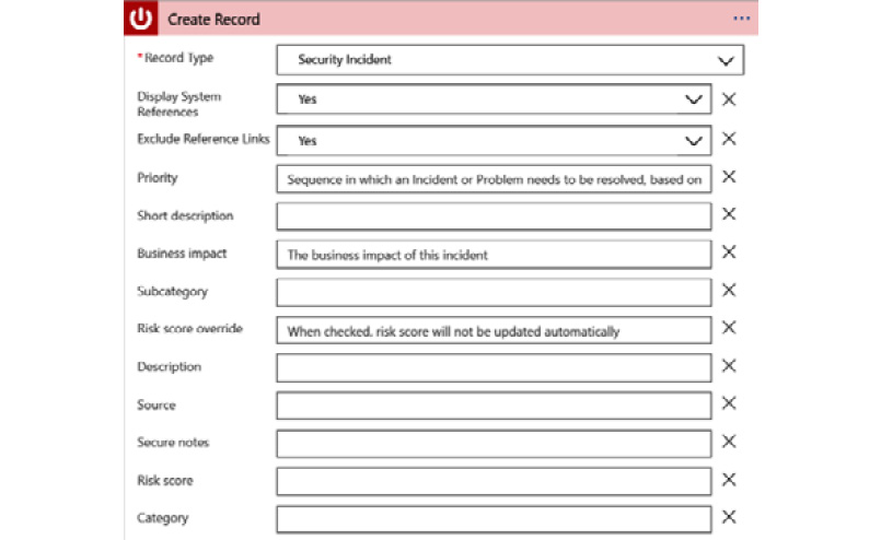 Figure 12.15 – ServiceNow action with parameters