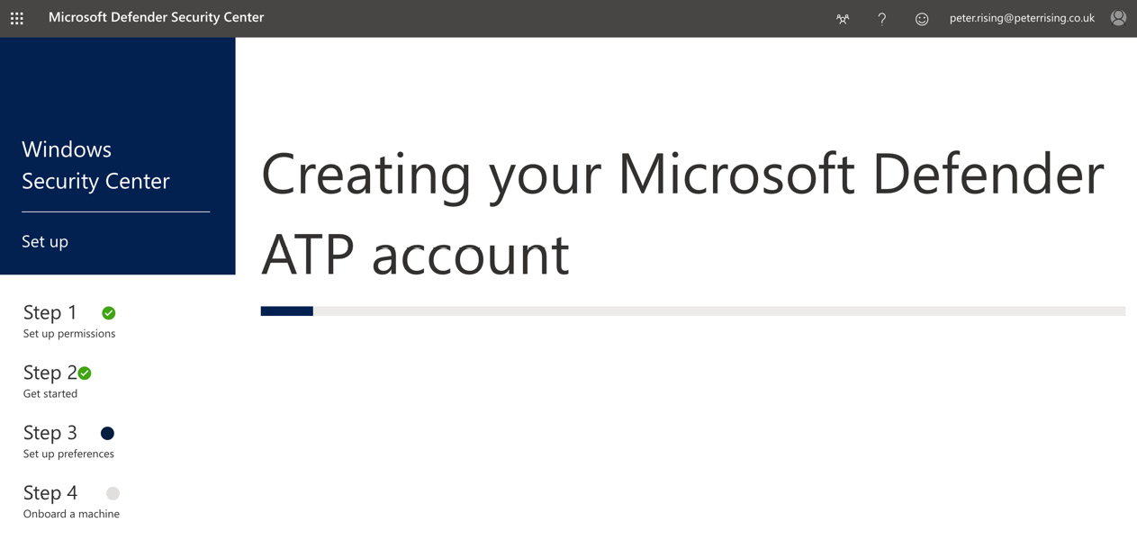Figure 7.4 – Creating your Microsoft Defender ATP account
