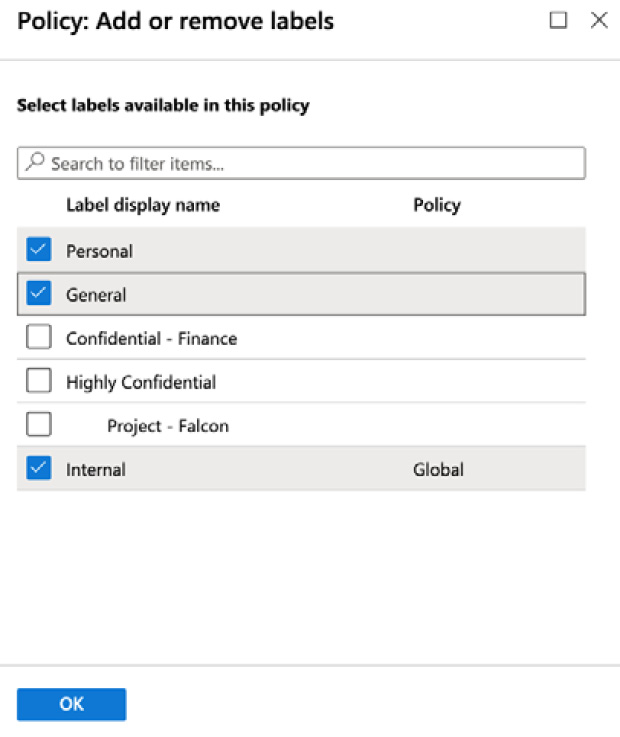Figure 11.21 – Choosing labels for the policy

