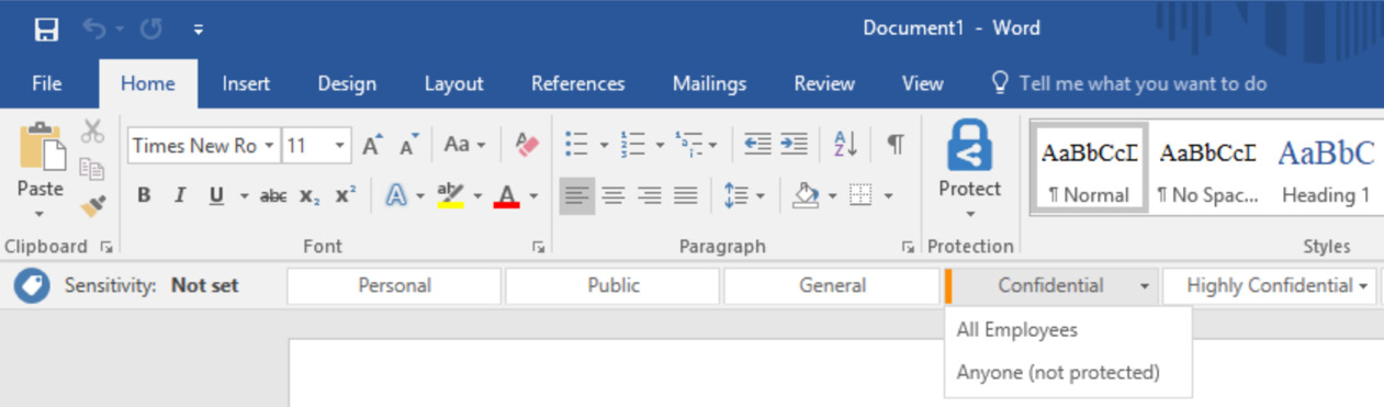 Figure 11.29 – Sensitivity bar in Microsoft Office
