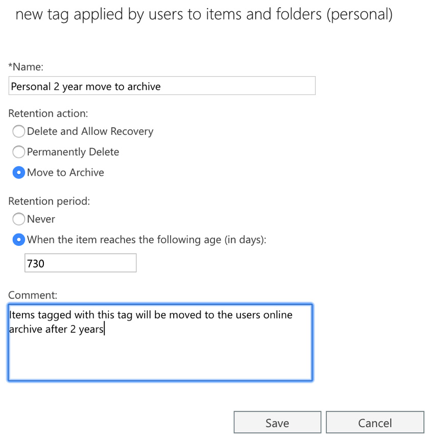 Figure 16.10 – The new retention tag settings
