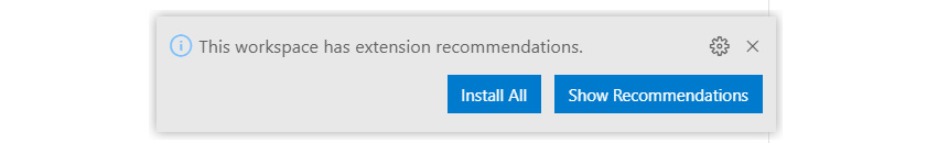 Figure 1.4 – Recommended extensions prompt