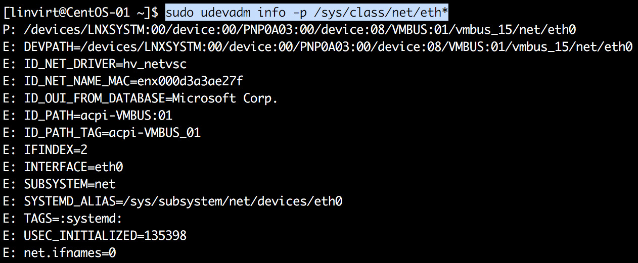 The udevadm info command is used to query the udev database for device information.