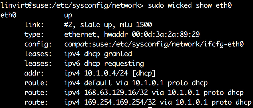 The wicked show command provides network configuration status details.