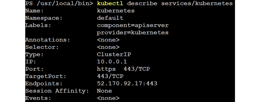 Getting the description of the services within Kubernetes