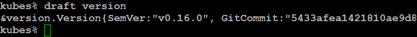 The output showing the Draft version as 0.16.0 