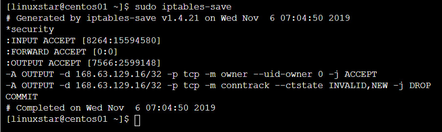 iptables-save command to include the rules created by Azure Service Fabric