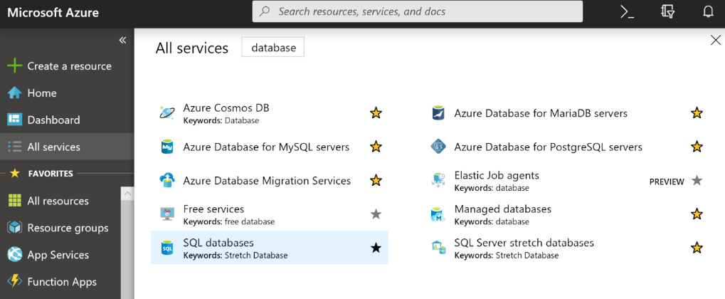 List of Azure services used for OLTP applications