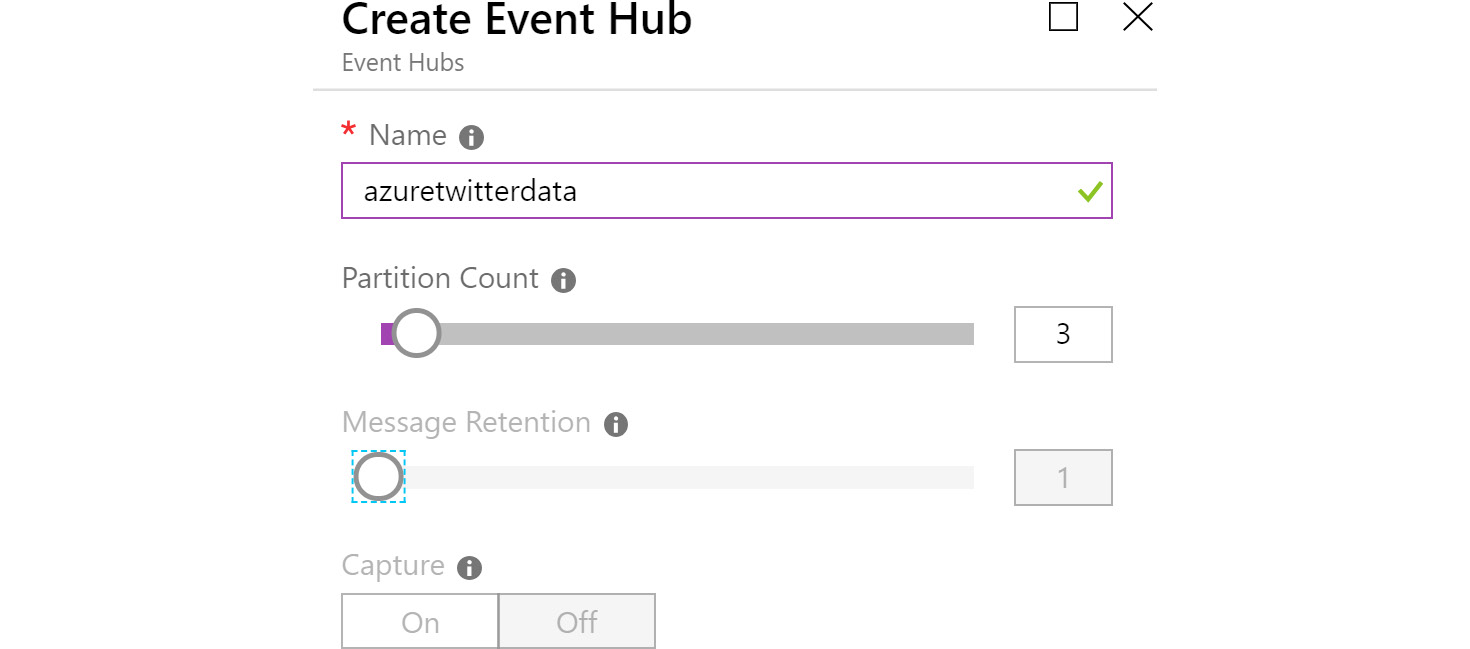 Creating an event hub with the desired credentials
